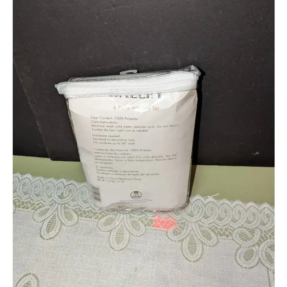 Halley Complete 6 Piece Satin Fringe Window Curtain Set 56 x 84  Ivory NEW